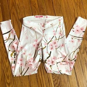 BlackMilk Kids Cherry Blossom Leggings - Pink and White